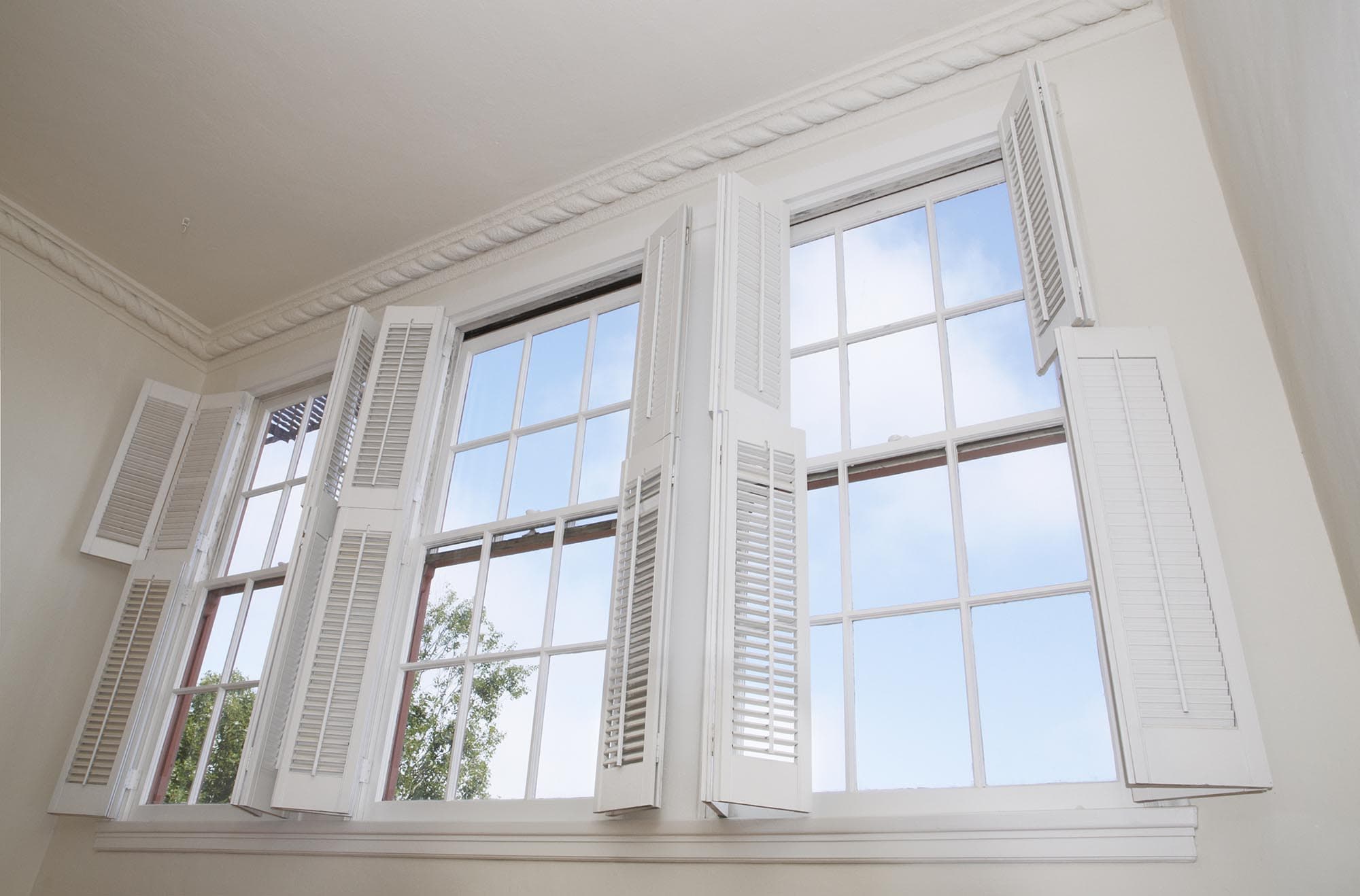Bright remodeled living space with new windows