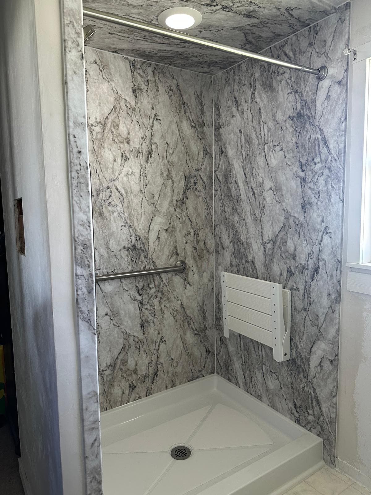 Detail of Melanie's walk-in shower conversion