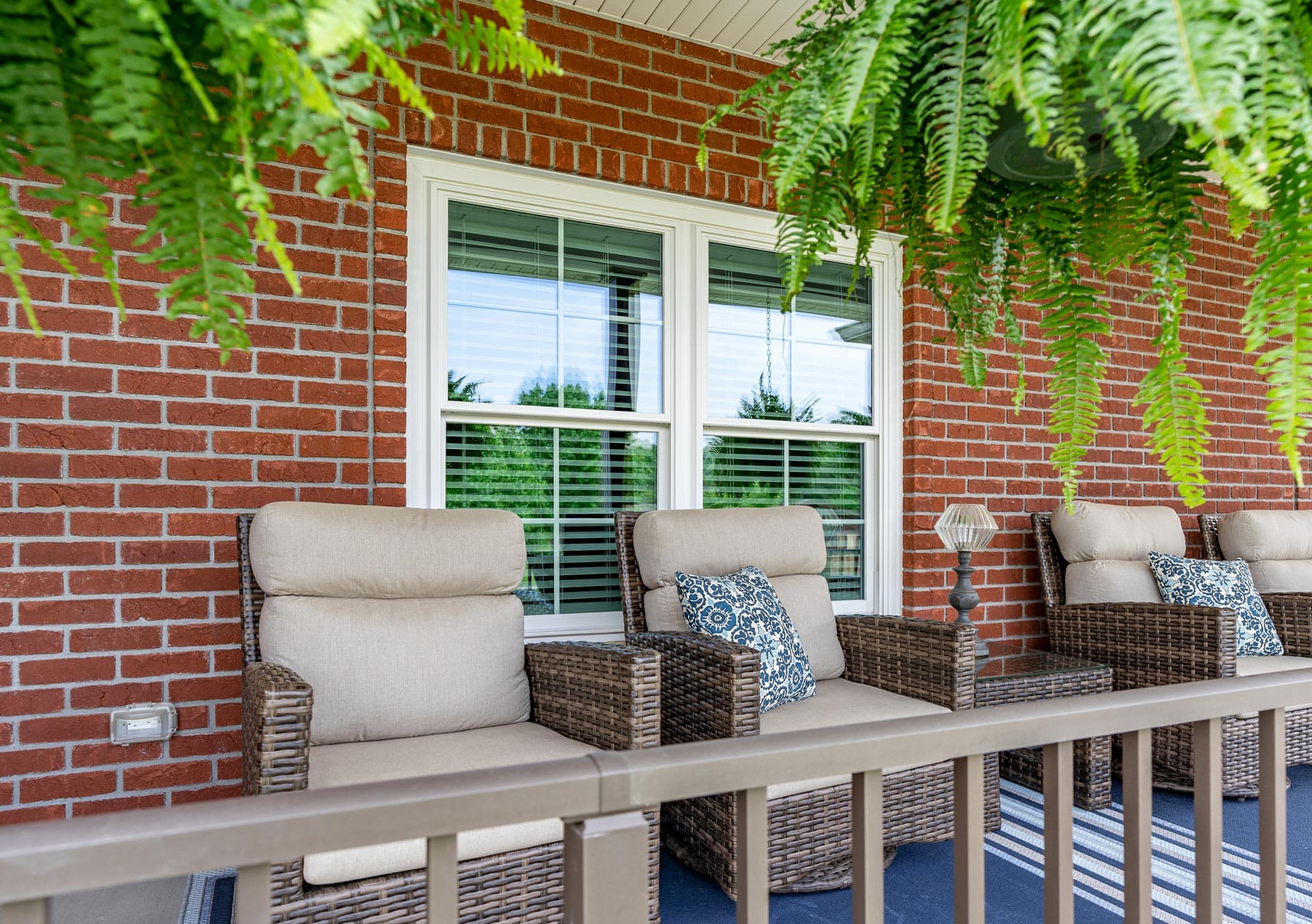 ProVia double-hung windows with cottage grids in white