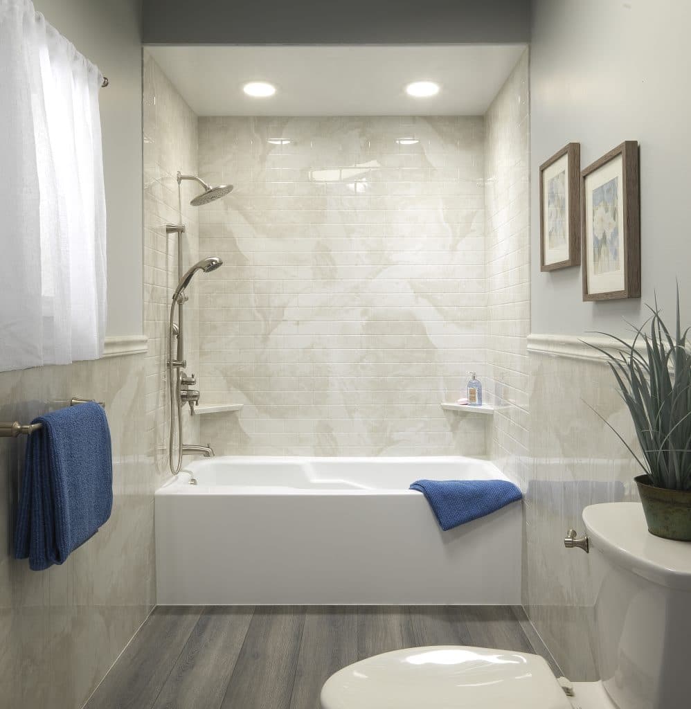 Walk-in tub with safety slide bar